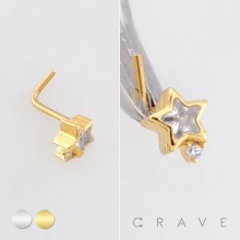 TWINKLE STAR CZ SPARKLING SKY 316L SURGICAL STEEL L-SHAPE NOSE RING